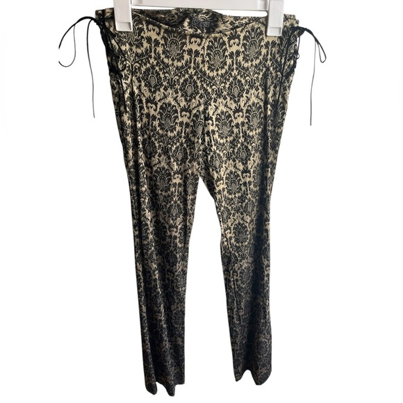 HEART.MOON.STAR. Rare‎ Damask Print Whimsigoth Moody Gothic 90s Flare Trousers - Picture 2 of 6